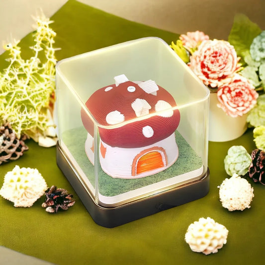 Karomi® 3D Mushroom House (With Light & Calendar 2024)